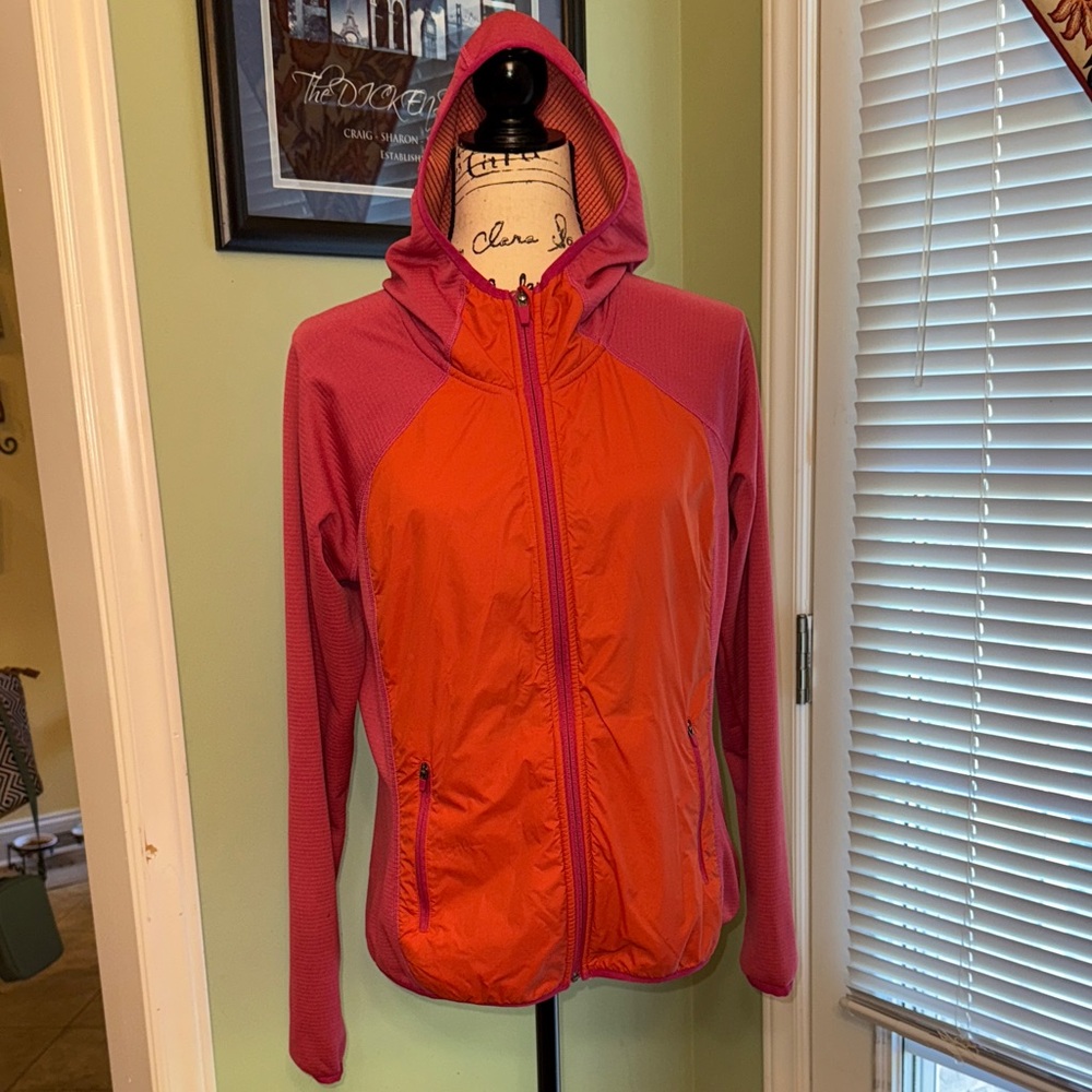 Merrell Women's Orange and Pink Hooded Jacket, L